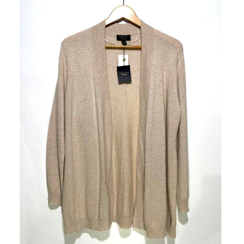 Cashmere Charter Club Luxury open front cardigan closet staple women L New